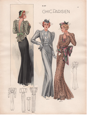 Vintage French fashion prints 1936